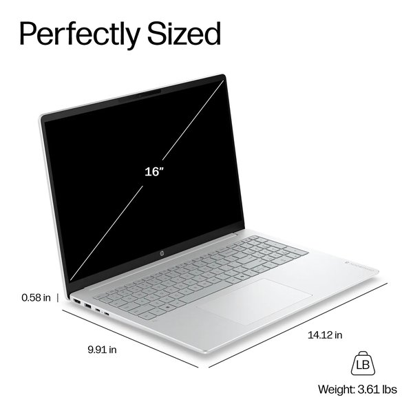 HP OmniBook 3 16" 2K IPS Laptop – Intel Core 5 (6-Core), 8GB DDR5, 512GB PCIe Gen4, Glacier Silver — image 4 of 5